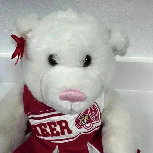 Build A Bear!! Vintage Cheerleader Teddy Bear Plush Cheer White & Red Outfit - Picture 9 of 15